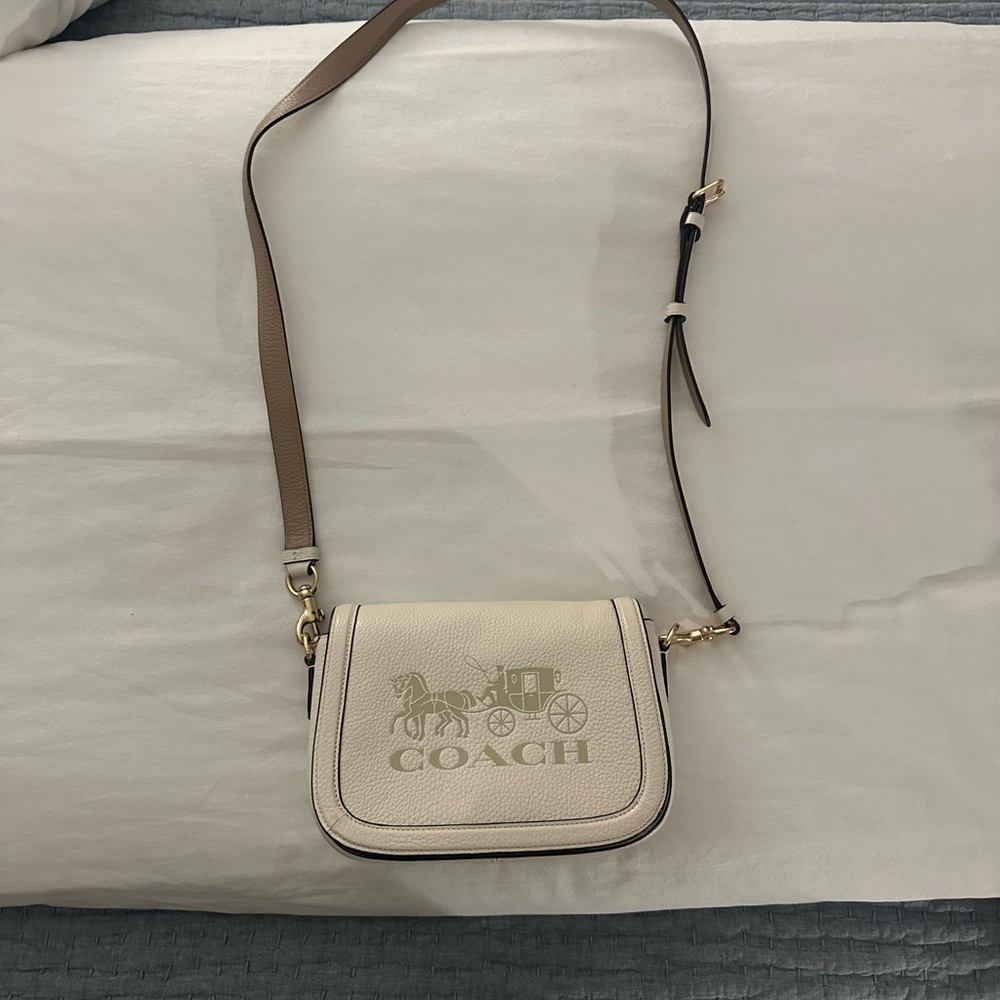 Coach Cream and Tan Crossbody Bag and wristlet